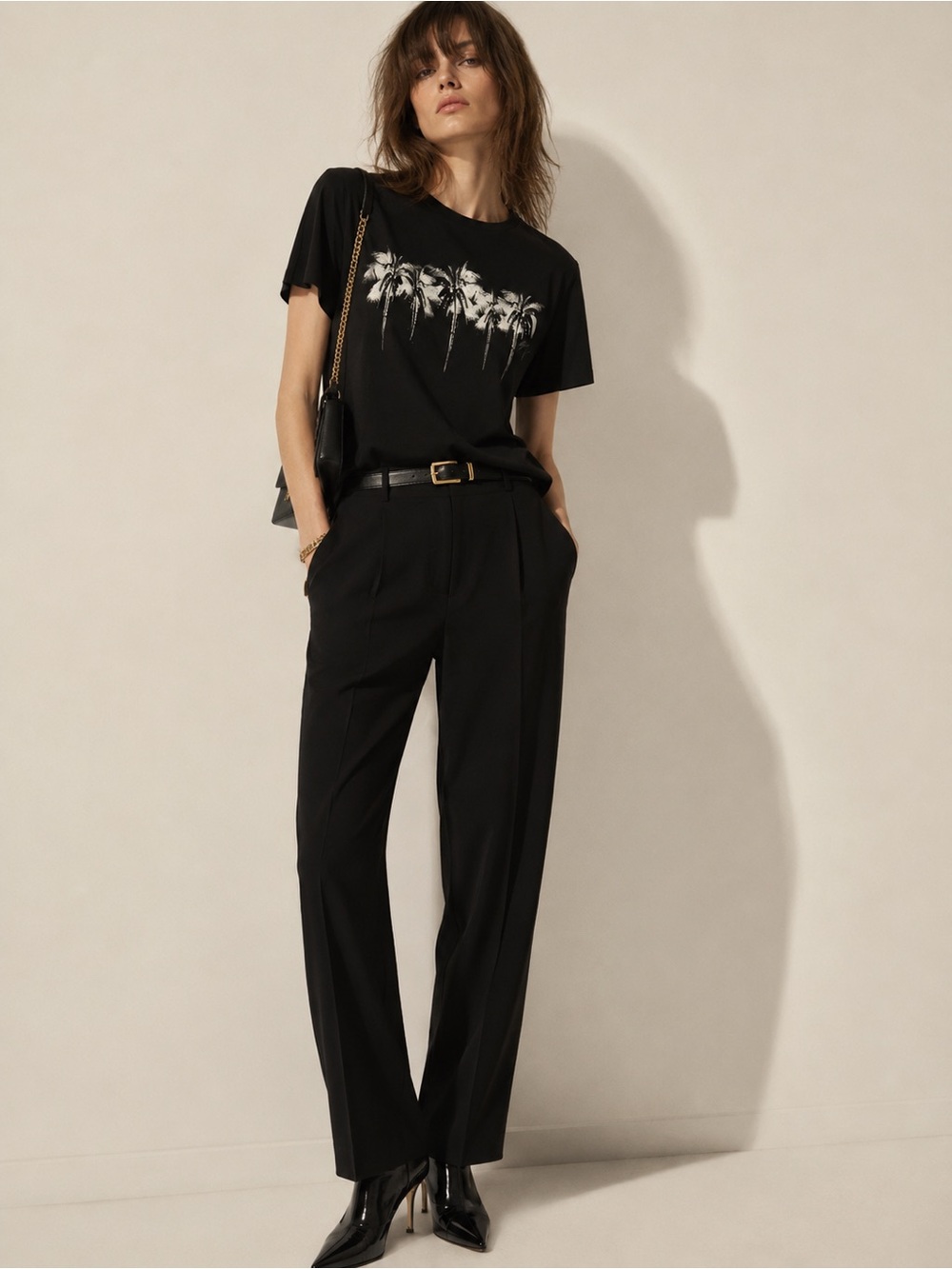Saint Laurent Black Palm Tree Graphic Tee